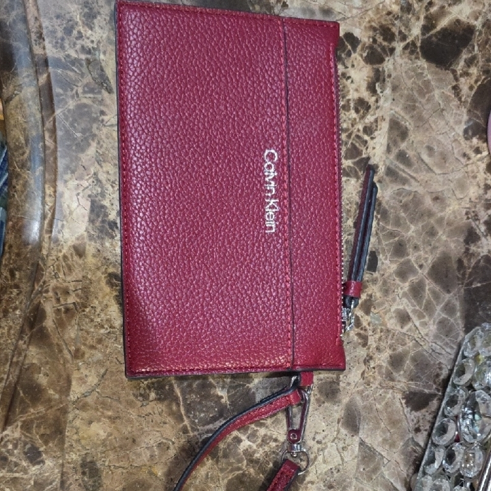 Calvin Klein Burgundy Wristlet